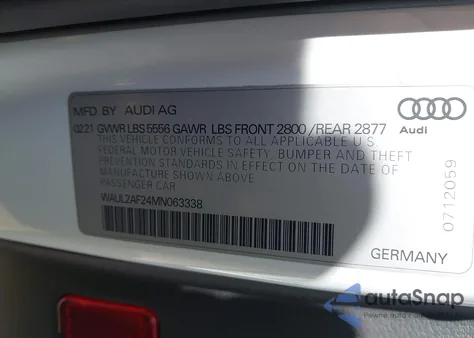 2021 Audi A6 Premium Plus 55 Tfsi Quattro S Tronic из США, поврежденный, VIN WAUL2AF24MN063338